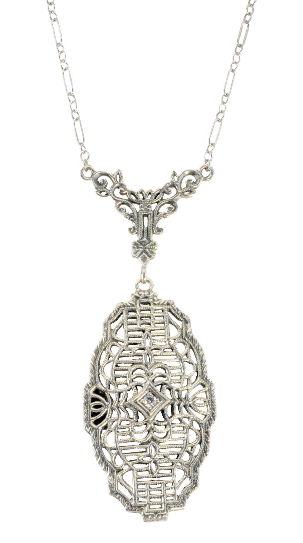 Asymmetric Art Deco Necklace with Half Moon Diamond – ARTEMER