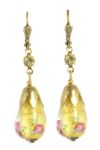 Venetian Gold Sommerso Glass Bead and Crystal Dangle Earrings
