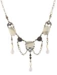 Victorian Style Mother of Pearl and White Crystal Festoon Necklace