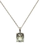 5.40ct Green Amethyst Scroll Pendant w/ Chain in Sterling Silver