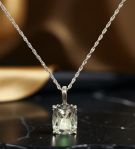5.40ct Green Amethyst Scroll Pendant w/ Chain in Sterling Silver