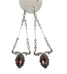 Vintage Pink Givre Glass Drop Earrings  | Antique Style Pink Givre Glass Dangle Earrings