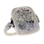 Neoclassical God Zeus Intaglio Seal Ring in Sterling Silver