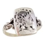 Neoclassical Goddess Ceres Intaglio Ring in Sterling Silver