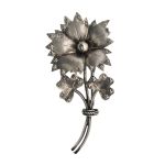 Antique Silver Star Rosette Flower Brooch | Lucky Shamrock Flower Pin in Sterling