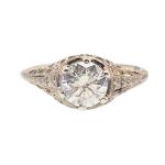 Antique Style Filigree 1.00ct Cubic Zirconia Ring | 900 Silver