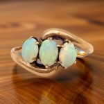 Antique 14k Rose Gold Three Stone Opal Ring | Victorian Opal Bypass Ring