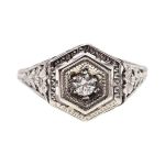 14k Yellow Gold Antique Style Filigree .63ct Moissanite