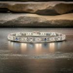 14k Art Deco Style Sapphire Filigree Link Bracelet | 1920's Design | White Gold