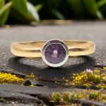 14k Two-tone Bezel Set .33ct Color Change Garnet Ring