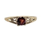 14k Art Deco Style Filigree .40ct Mozambique Garnet Ring | White Gold