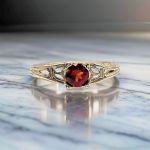 14k Art Deco Style Filigree .40ct Mozambique Garnet Ring | White Gold