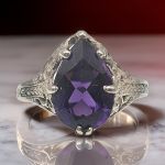 Art Deco Style Filigree 2.70ct Amethyst Ring | Sterling Silver Antique Style