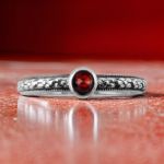 Orange Blossom Rose Cut Garnet Ring | Sterling Silver | Bohemian Garnet