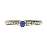 Antique Style Orange Blossom Patterned Ring with Lapis Lazuli | Stacking Ring in Sterling Silver