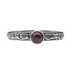 Antique Style Floral .32ct Rose Cut Garnet Stacking Ring | Forget Me Not Flower Ring | Sterling Silver