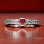 Antique Style Floral Pyrope Garnet Stacking Ring | Forget Me Not Flower Ring | Sterling Silver