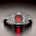 Antique Style Filigree 1.10ct Garnet Ring | Art Deco Style Sterling Silver