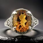 Antique Style Filigree Citrine Ring | Art Deco Style Filigree Citrine Ring | Sterling Silver