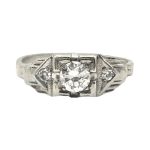 14k Art Deco Filigree .30cttw Transitional Diamond Engagement Ring
