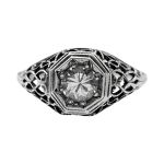 Antique Style Filigree CZ Ring |Art Deco Design .50ct Cubic Zirconia | Sterling Silver