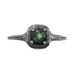 Art Deco Style .50ct Green Tourmaline Filigree Ring in Sterling Silver