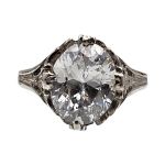 Antique Style Filigree Oval CZ Ring |Art Deco Design 2.55ct Cubic Zirconia | Sterling Silver