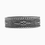 Rustic Style Pattern 4mm Pinky Ring | Midi Band in Sterling Silver | Sz 1 3/4