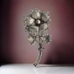 Antique Silver Star Rosette Flower Brooch | Lucky Shamrock Flower Pin in Sterling