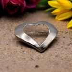 Vintage Sterling Silver Open Heart Brooch