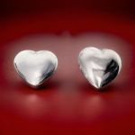 Sterling Silver Domed Heart Earrings |  Puffed Heart Stud Earrings
