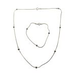 Sterling Silver Beaded Snake Chain Necklace and Bracelet Set