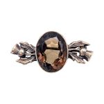 Antique Scottish 10ct Cairngorm Thistle Pin | Smoky Quartz Brooch