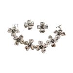 Hand Made Sterling Silver Floral Bracelet and Pins | Navajo Artisan | Dogwood Flower