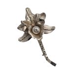 Vintage Handmade Sterling Silver Orchid Brooch | South American Orchid Flower Pin