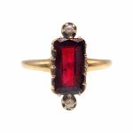 14k Victorian Chrome Pyrope Garnet & Seed Pearl Ring | Yellow Gold
