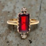 14k Victorian Chrome Pyrope Garnet & Seed Pearl Ring | Yellow Gold