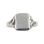 Antique Style Scroll Signet Ring | Filigree Signet | Sterling Silver