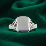 Antique Style Scroll Signet Ring | Filigree Signet | Sterling Silver