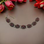 Bohemian Garnet Large Oval Cluster Link Bracelet | Rose Cut Czech Garnet | Sterling Silver