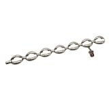 Sterling Modernist Oval Link Bracelet | Mid 20th Century Link Chain | Retro Formed Oval Link Bracelet