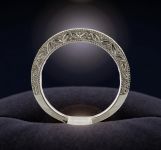 18k White Gold Art Deco Style 1.5mm Patterned Band | Wheat Designed Wedding Band