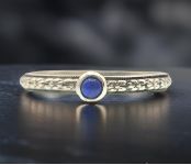 Antique Style Orange Blossom Patterned Ring with Lapis Lazuli | Stacking Ring in Sterling Silver