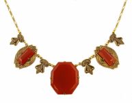 Art Deco Style Sardonyx Colored Czech Glass Necklace