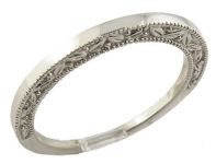 18k White Gold Art Deco Style 1.5mm Patterned Band | Wheat Designed Wedding Band