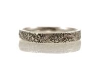 Antique Style 3.5mm Foliate Patterned Wedding Band