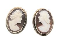 Vintage 800 Silver Italian Shell Cameo Earrings