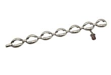 Sterling Modernist Oval Link Bracelet | Mid 20th Century Link Chain | Retro Formed Oval Link Bracelet