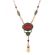 Art Deco Style Pink Glass Crystal Lavaliere Necklace