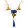 Victorian Style Lapis and Cobalt Blue Czech Glass Drop Necklace